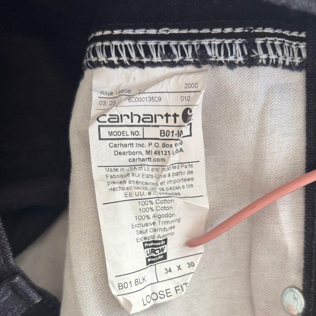 美品 00s 90s usa製 カーハート ダブルニー ブラック 34×30 黒