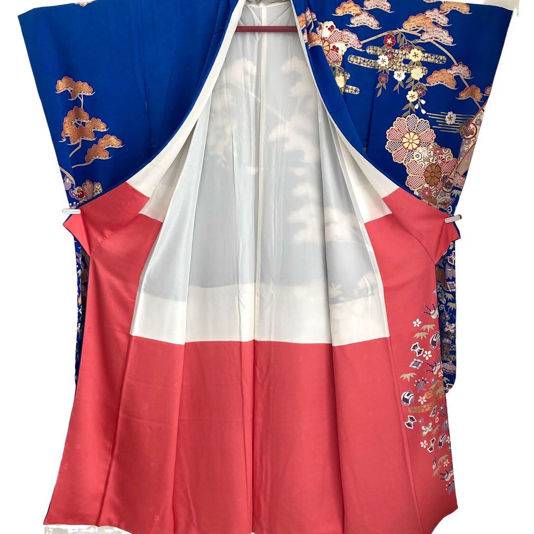 ™️ 青　古典柄　宝尽くし　振袖4点セット‼️お振袖セット‼️NO92