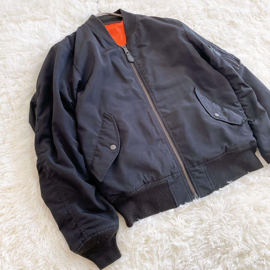 XLサイズ✨AVIREX MA-1 フライトジャケット 背面ビッグロゴ ブラック