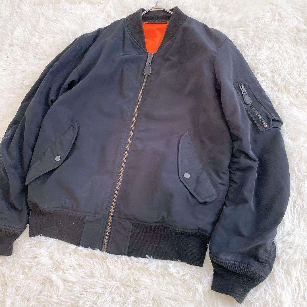 XLサイズ✨AVIREX MA-1 フライトジャケット 背面ビッグロゴ ブラック