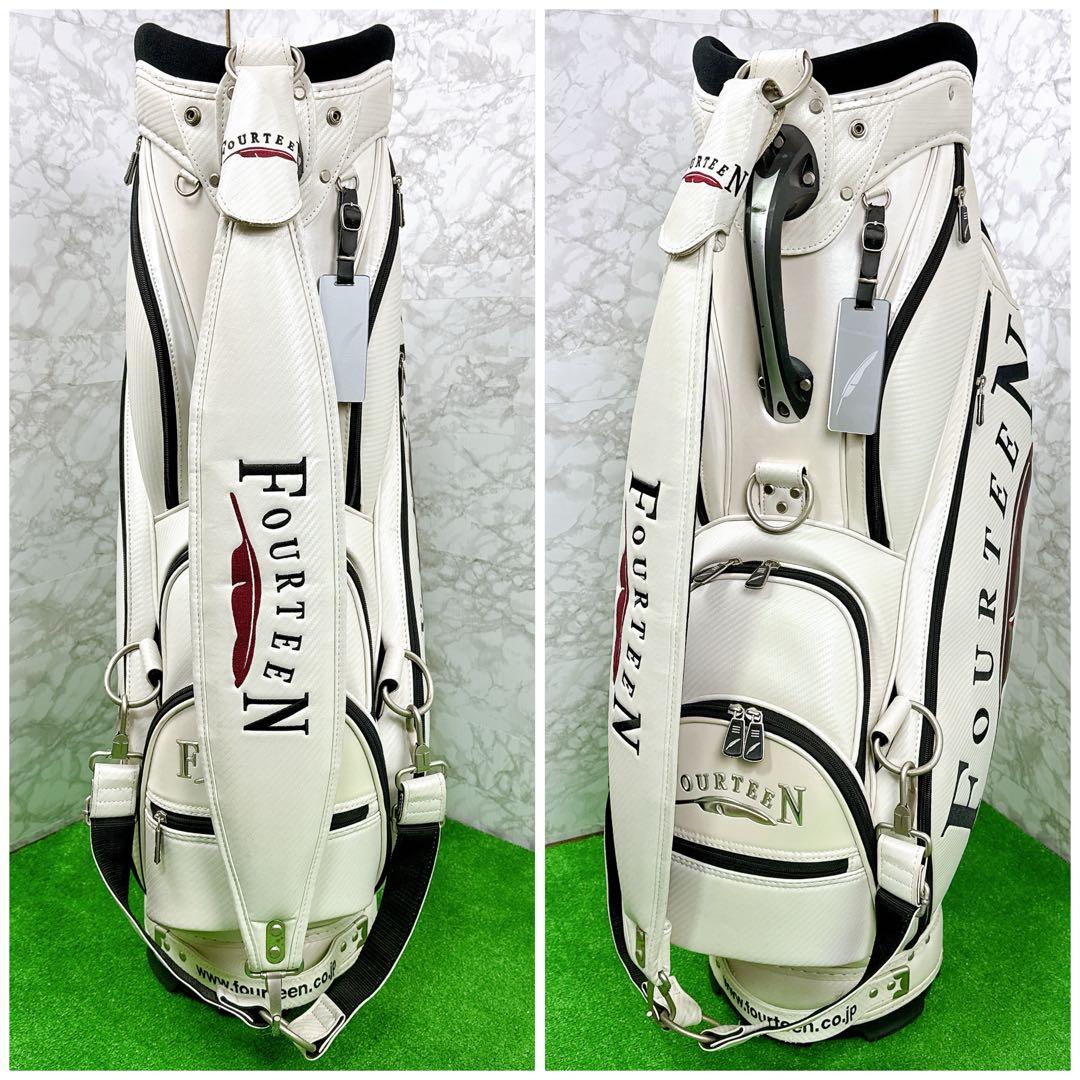 【良品】フォーティーン 3点式 カート型 キャディバッグ ホワイト 9型