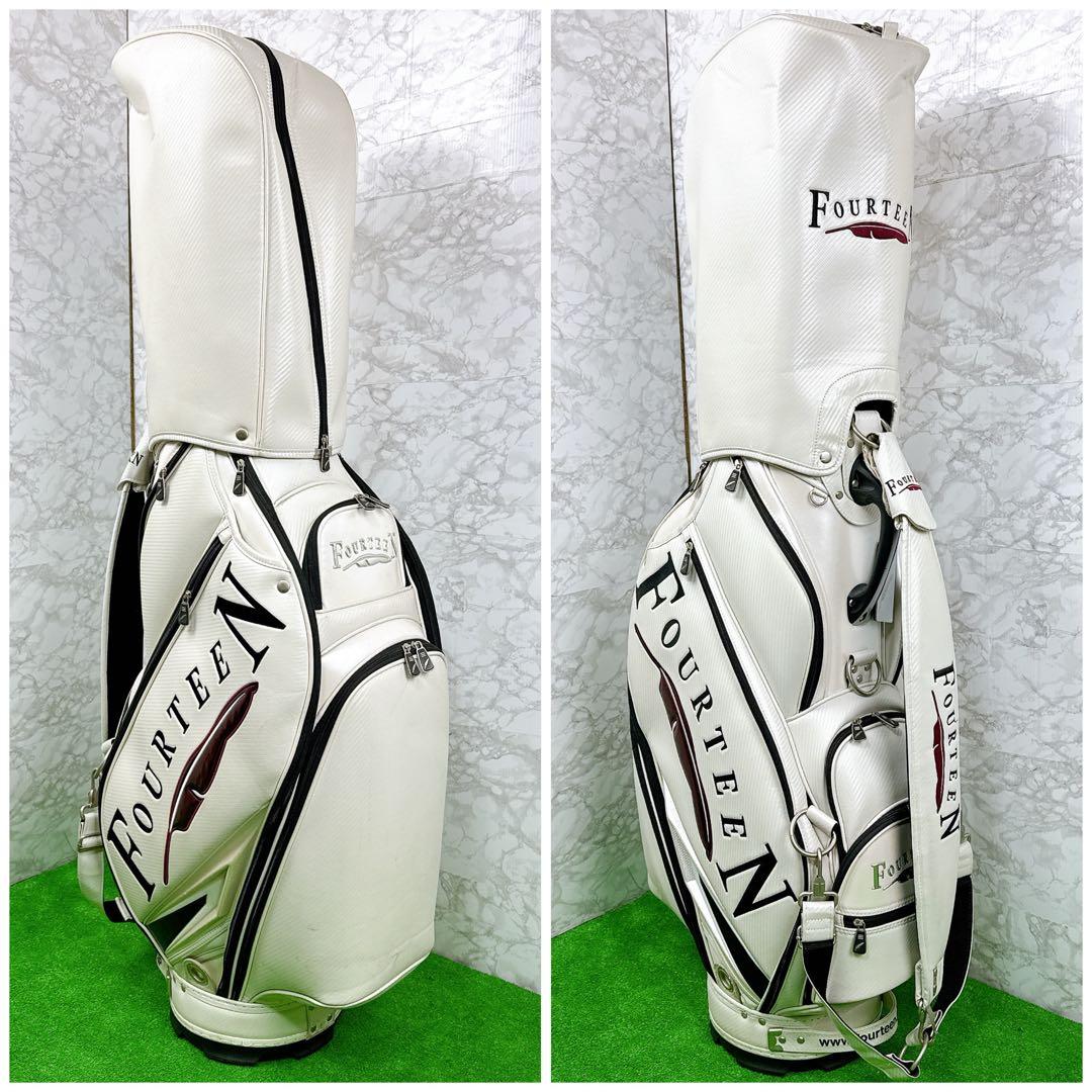 【良品】フォーティーン 3点式 カート型 キャディバッグ ホワイト 9型