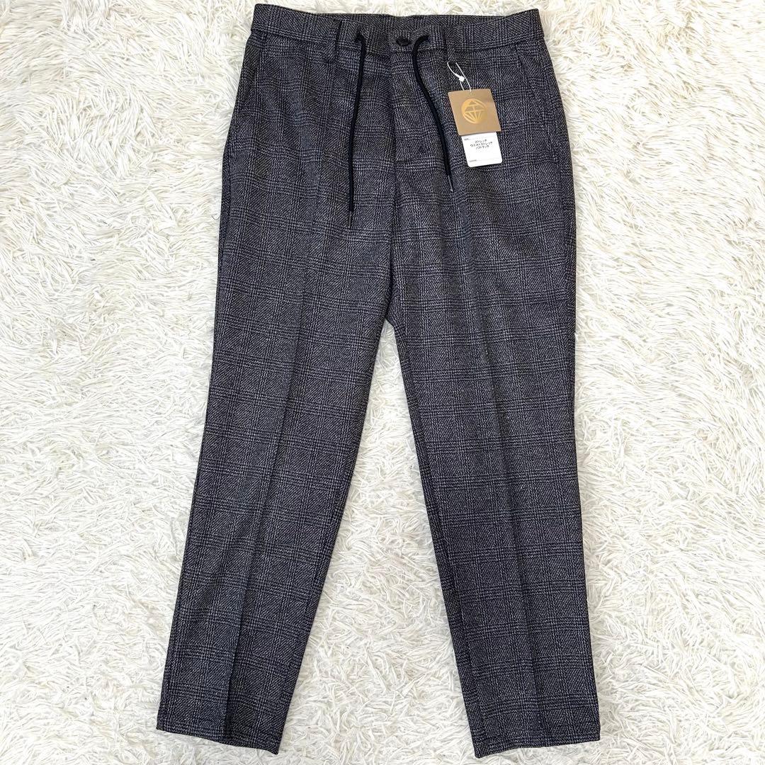 【未使用タグ付】金のパジャマスーツプレミアム ウールジャージ 紺グレンチェックL