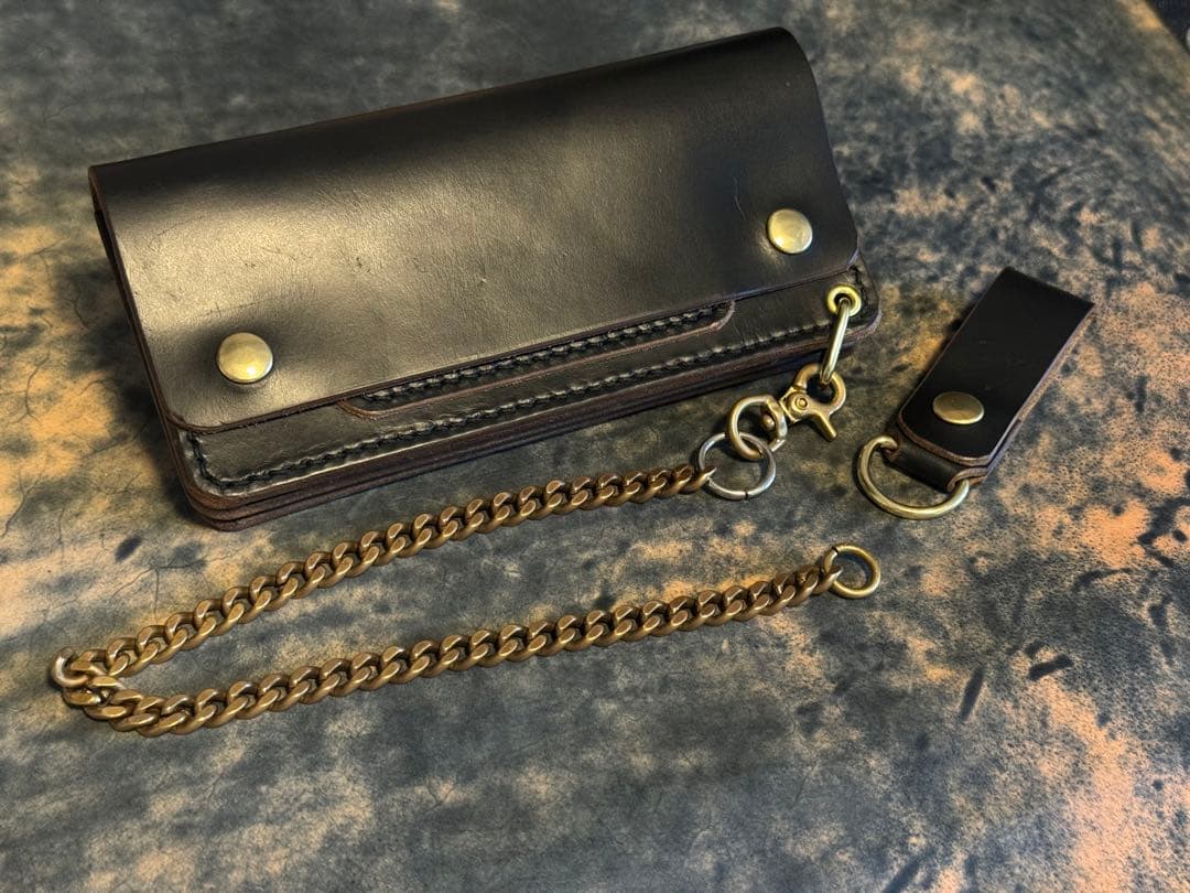 HORWEEN クロムエクセル(茶芯)トラッカーウォレット＋キーホルダー