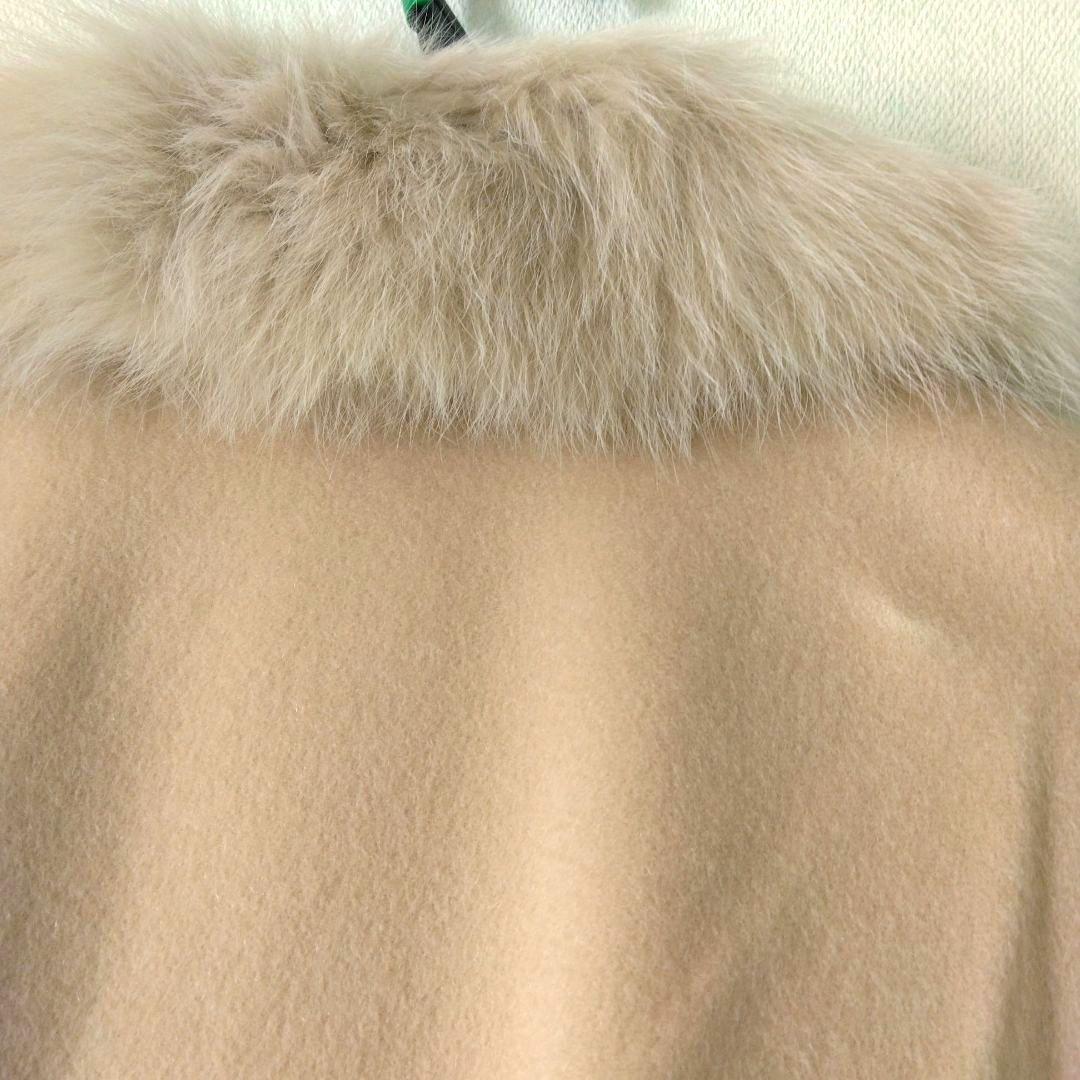 【SAGA FURS】ファー付き ケープコート✴ポンチョ✴カシミヤ100%✴毛皮