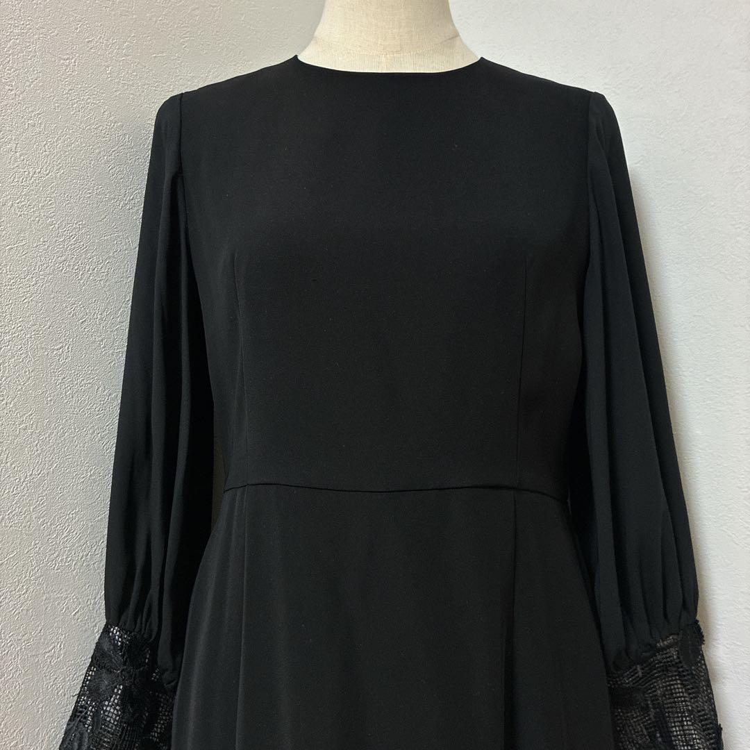 kaeneカエン　ブラック　喪服・慶弔両用　エンブロイダリースリーブ　ドレス