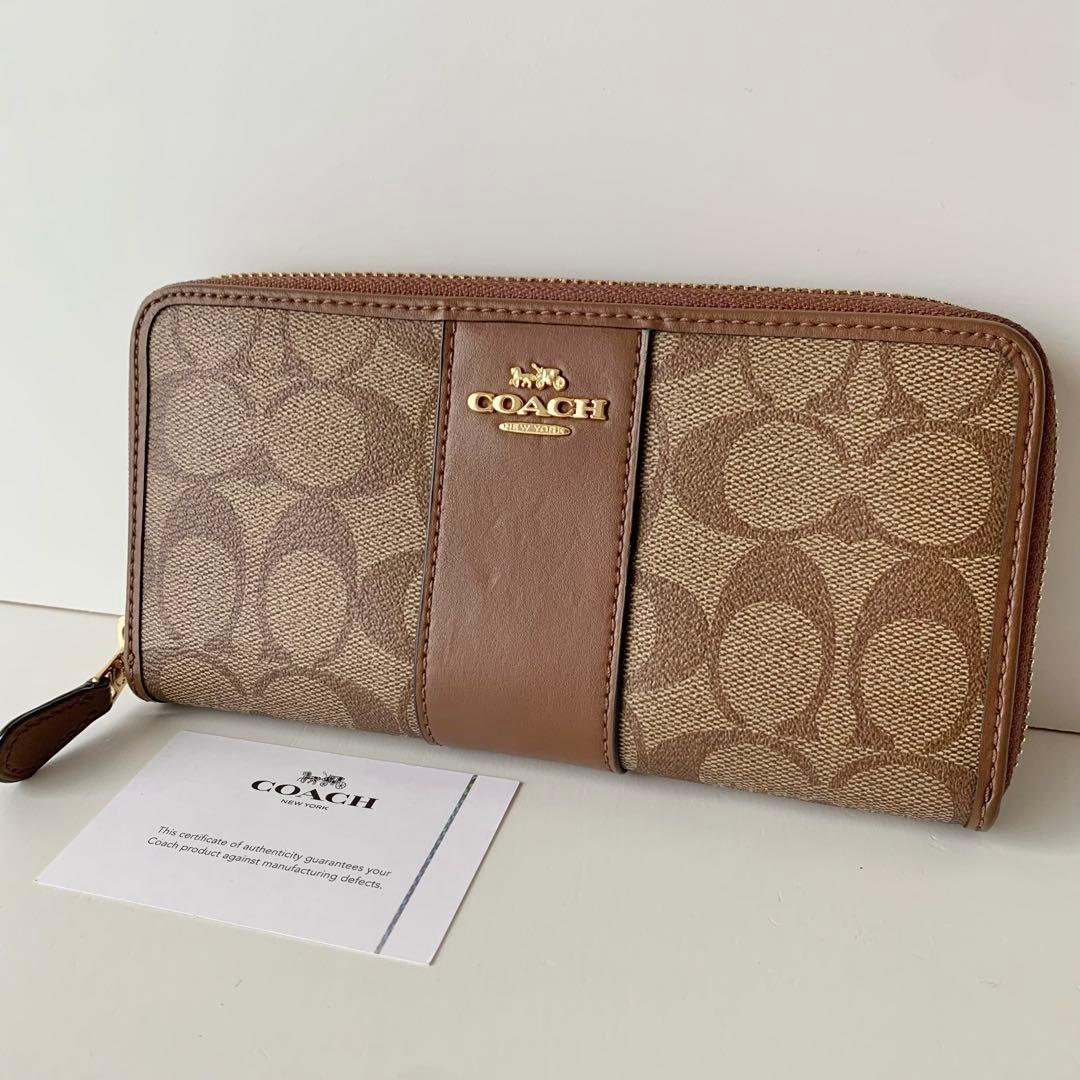 【COACH】 コーチ　長財布　シグネチャー　ブラウン　ベージュ　新品