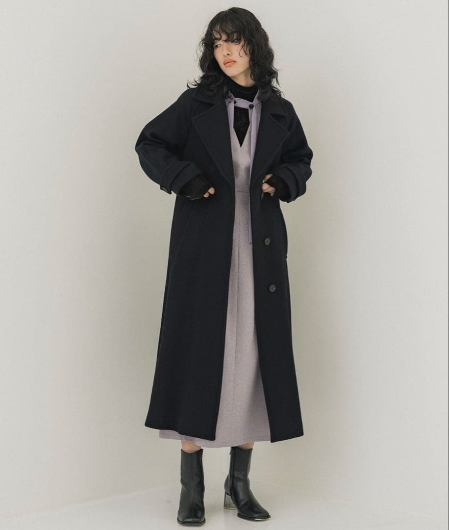 PUBLIC TOKYO ロングチェスターコート ブラック