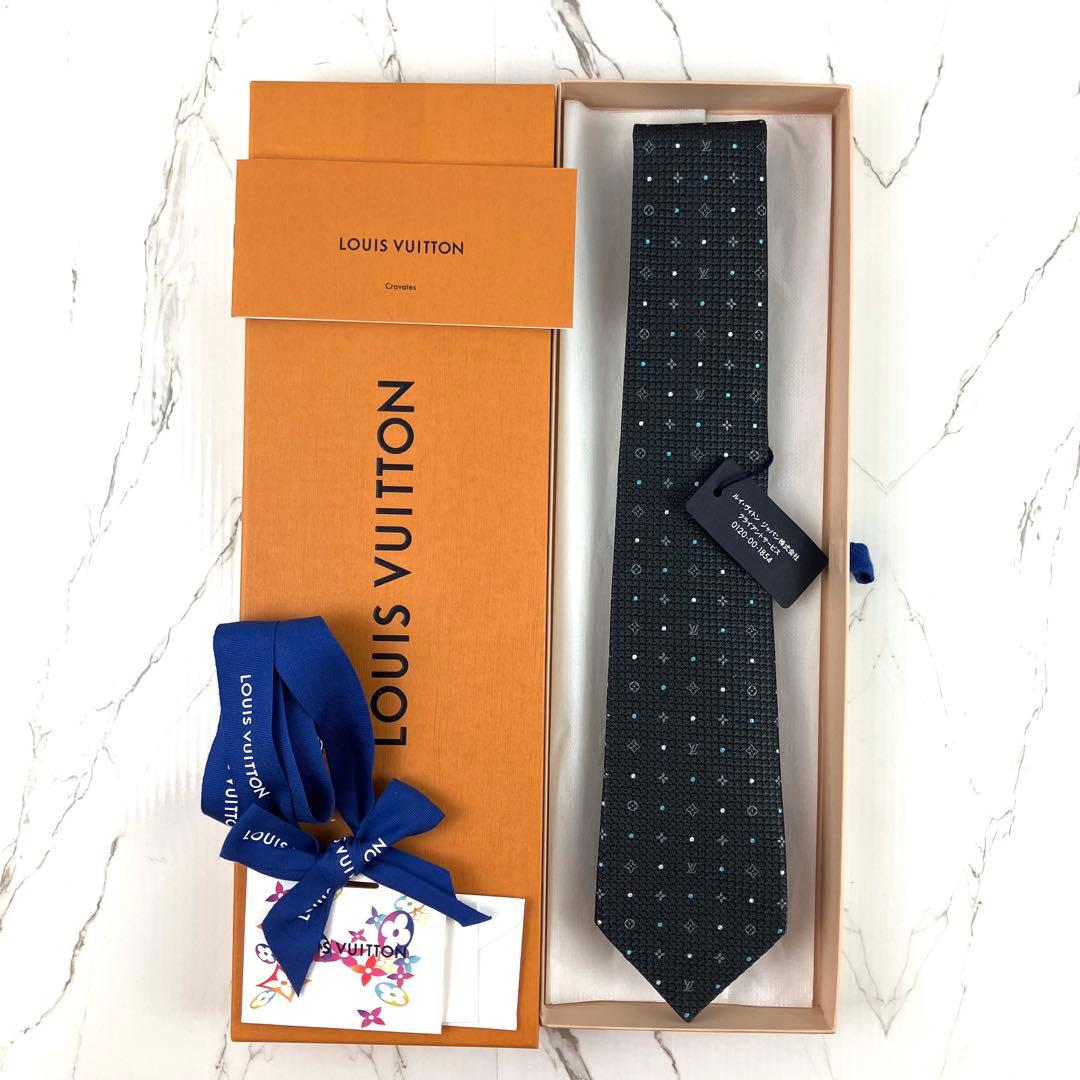 ももこ　未使用　現行　ルイヴィトン　ネクタイ　モノグラムテクスチャードドッ