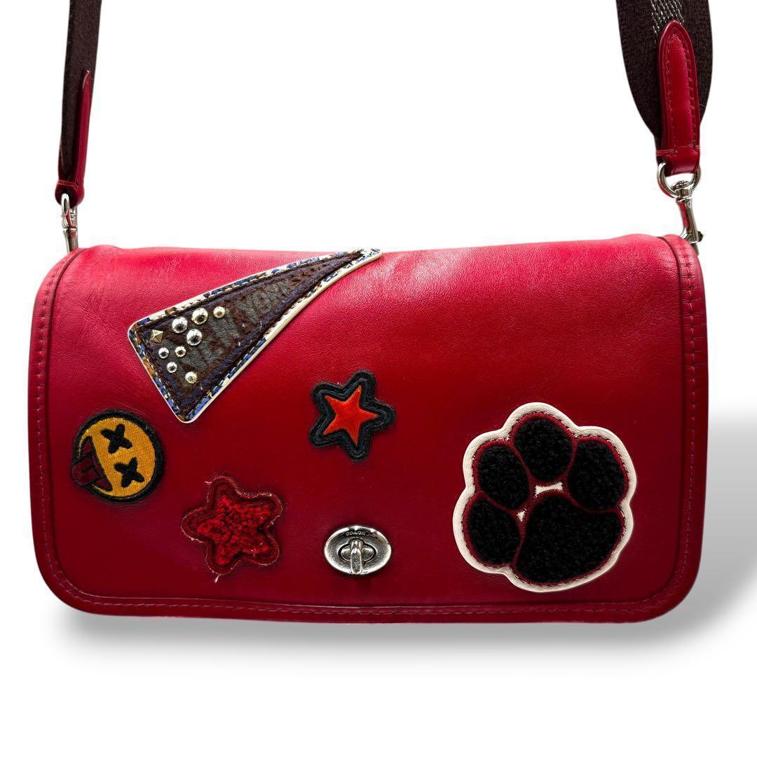 【美品】コーチ ウィズ ペニー ショルダーバッグ カメラバッグ クロスボディ 赤