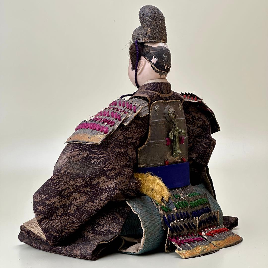 江戸〜明治時代　武者人形　鎧武者座り人形　高さ約32cm　古美術・骨董　骨董品