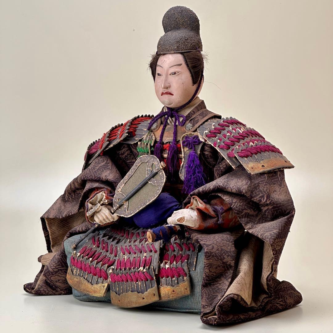江戸〜明治時代　武者人形　鎧武者座り人形　高さ約32cm　古美術・骨董　骨董品