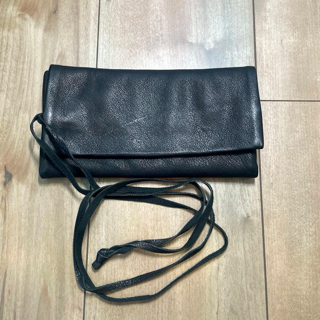 鹿革　道中財布　黒