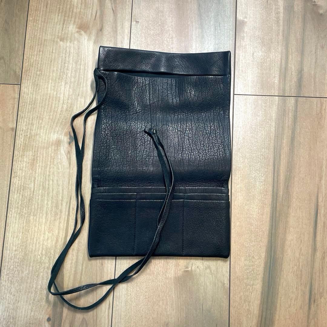 鹿革　道中財布　黒