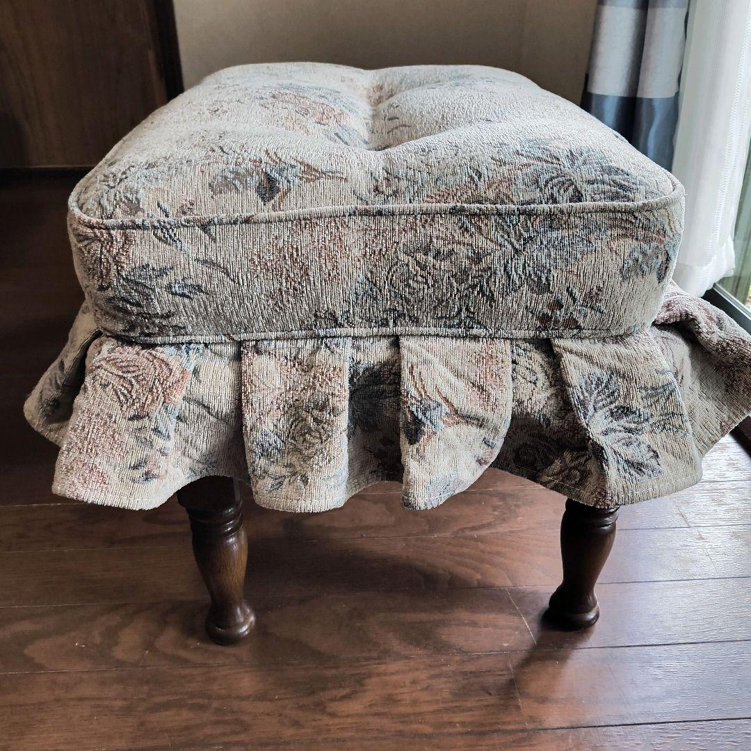 飛騨産業 花柄 スツール 無垢材