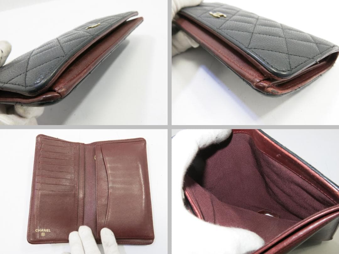 シャネル　キャビアスキン　長財布　　黒　（ファスナープルなし）　18710603