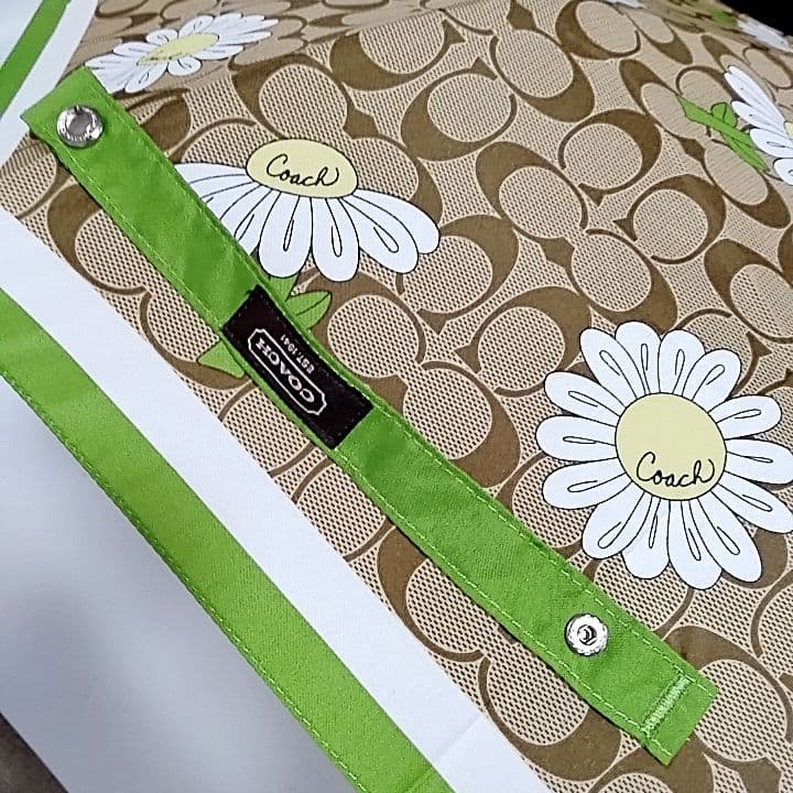 未使用品　超希少　コーチ　雨傘　折りたたみ　シグネチャー　ブラウン　花柄　傘袋