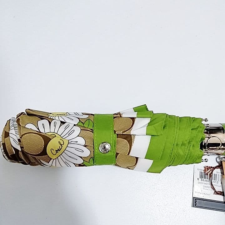未使用品　超希少　コーチ　雨傘　折りたたみ　シグネチャー　ブラウン　花柄　傘袋