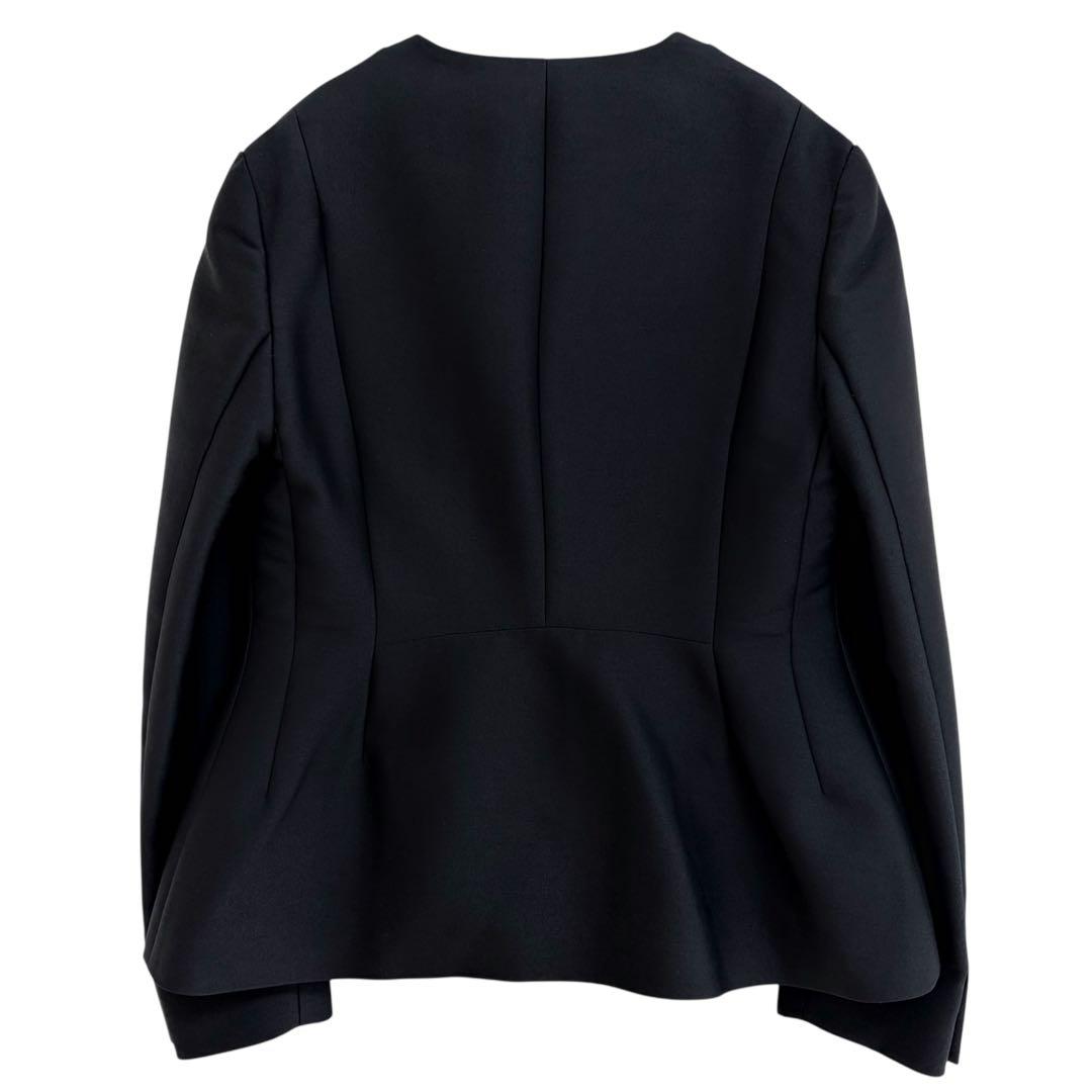 セルフォード ジャケット ノーカラー ペプラム ネイビー シルク混 フォーマル