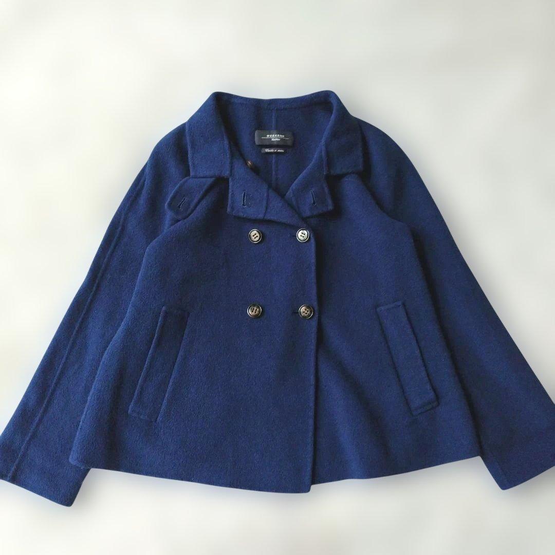 美品✨マックスマーラ クチートアマーノ ケープコート ブルー S位