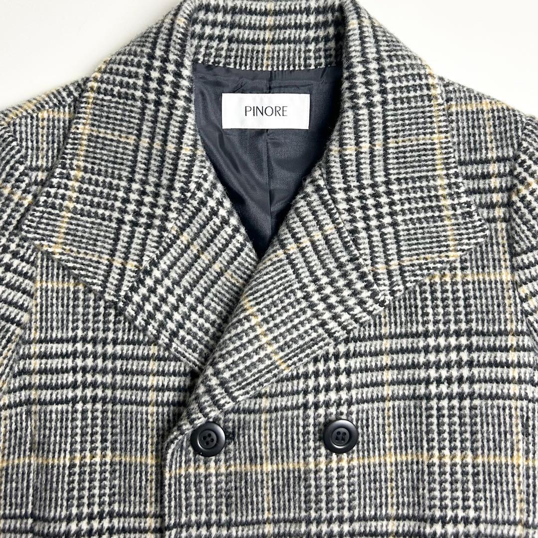 極美品✴︎PINORE/ピノーレ/ダブルボタンショートコート/ピーコート/チェック