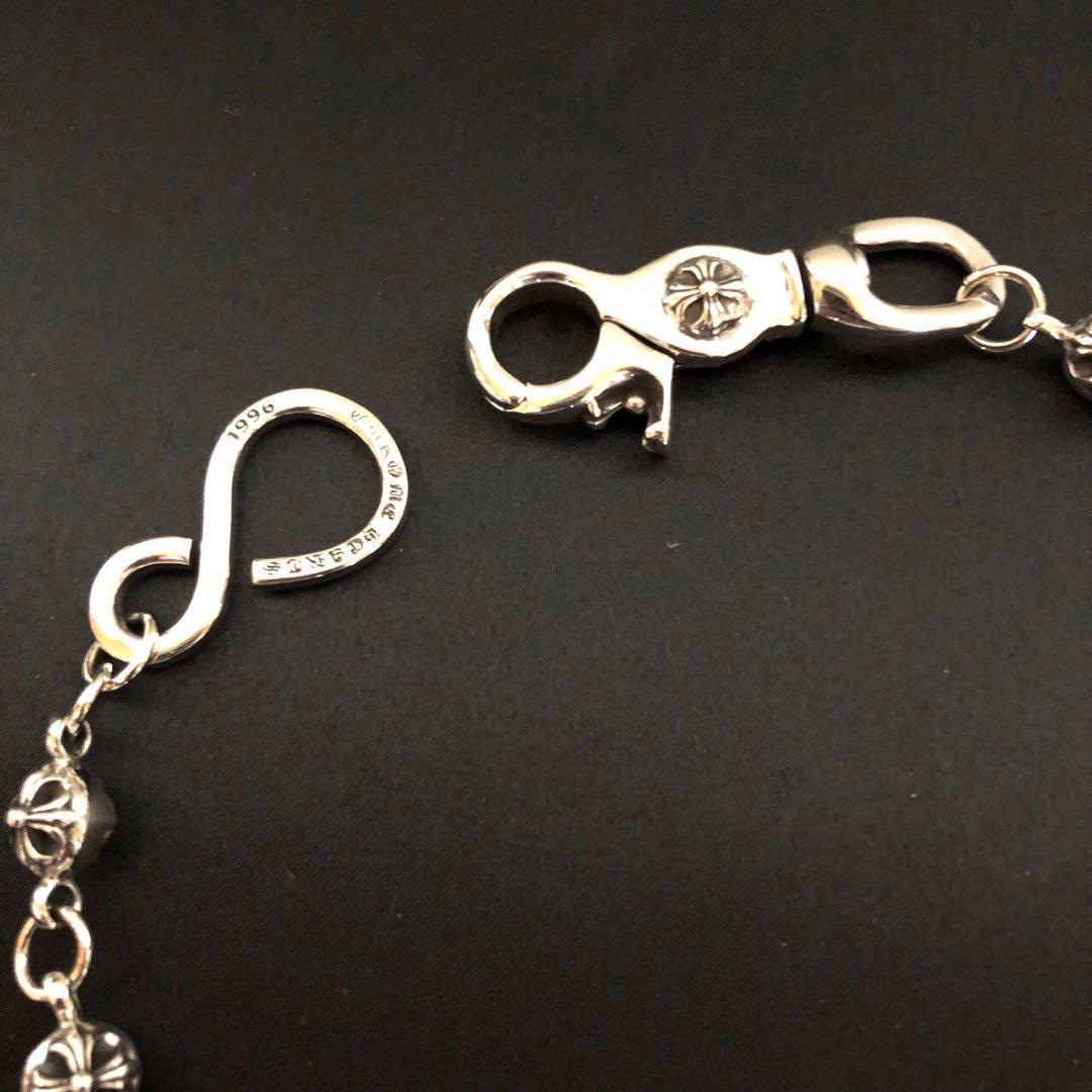 新品　ウォレットチェーン　シルバー925 クロスボール　ナスカン　7