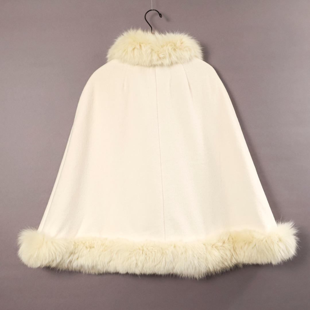 H3068-76◾️ハロッズ　アンゴラ　フォックスファー　ポンチョ