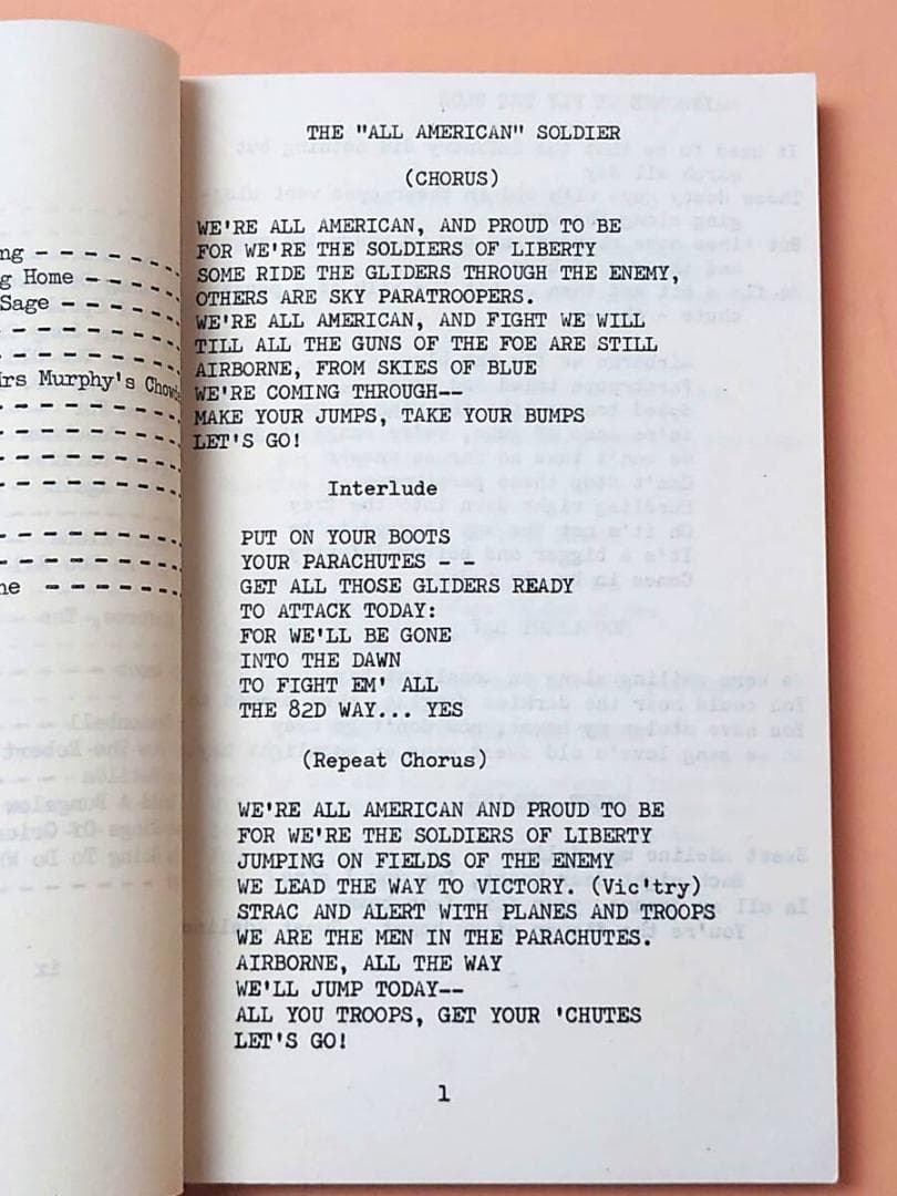 洋書 アメリカ陸軍 第82空挺師団 歌集 米軍 オールアメリカンズ 軍歌 曲集
