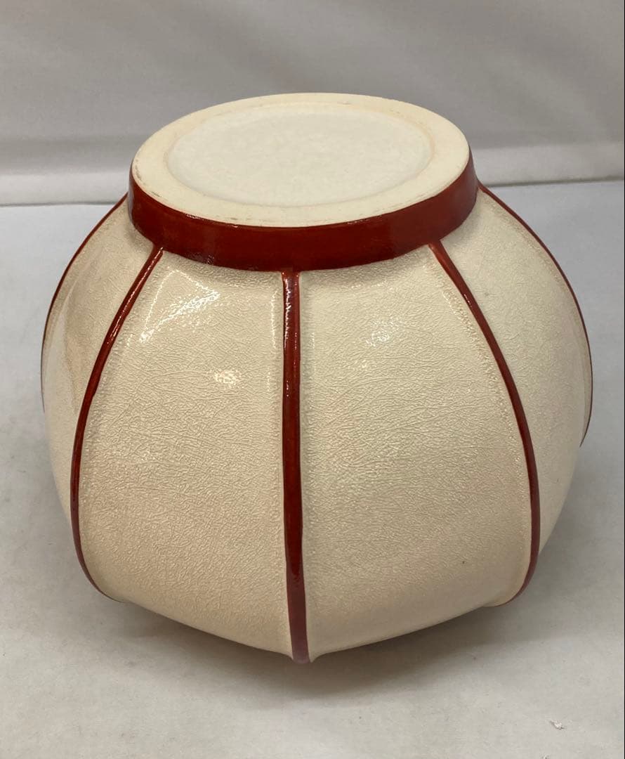 B380b 「ぼんぼり 水指」西尾瑞豊造　共箱　萬古焼　木製朱漆塗蓋付　祭夜桜