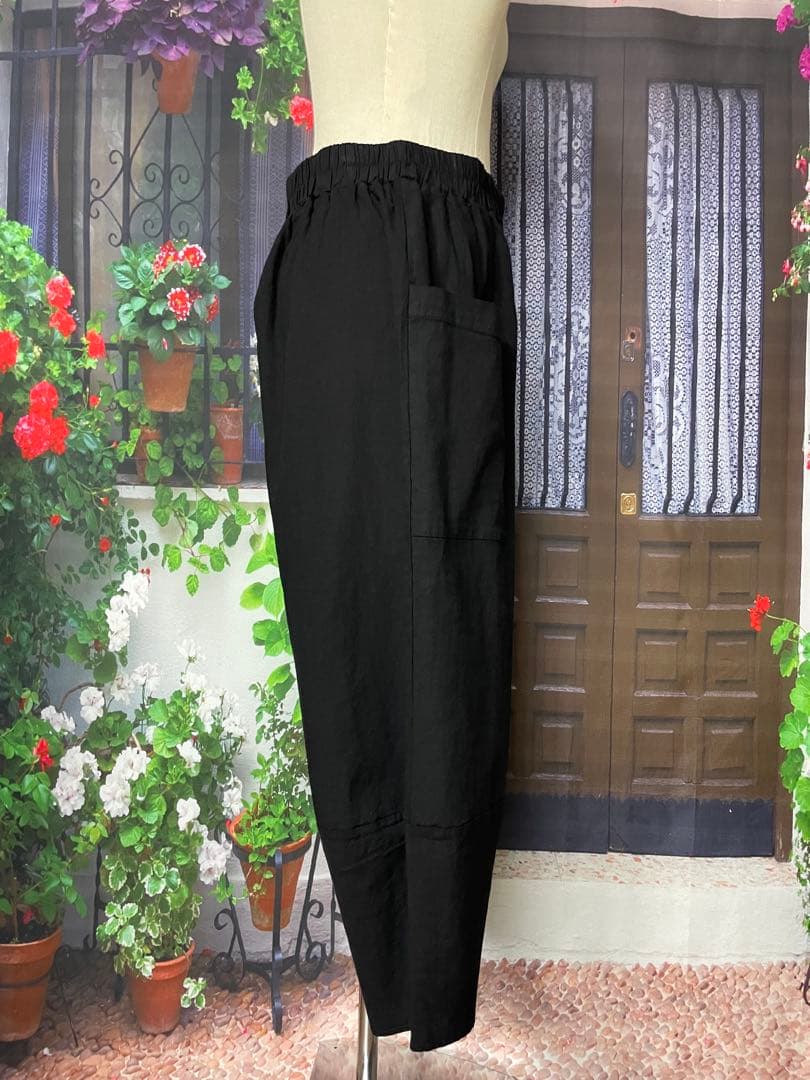 ロータス976新品TRUBE綿ストレッチコクーンパンツ(BK)