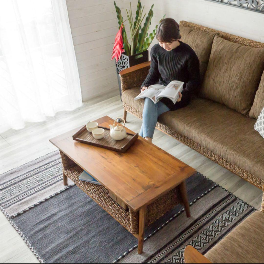 送料無料　アパカ素材の収納付きセンターテーブル