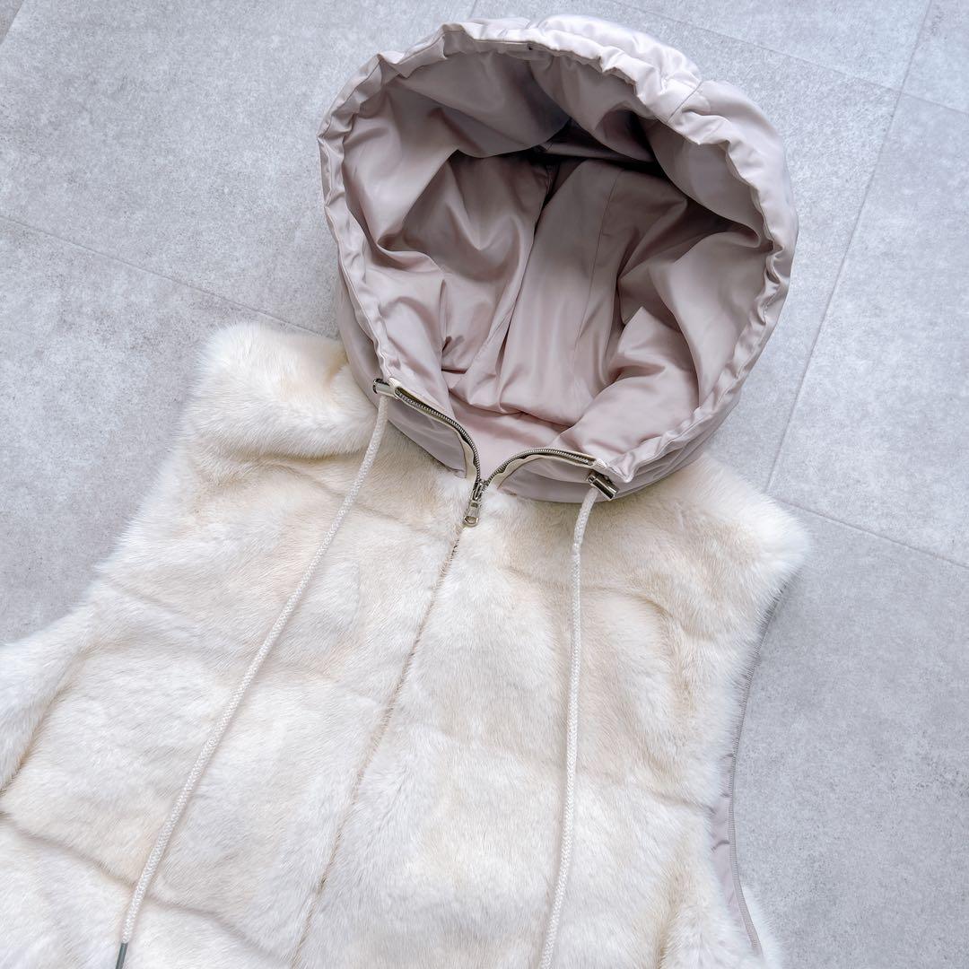 極美品✨コペンハーゲン ファー　パールミンク　リアルファー　毛皮　ベスト　フード