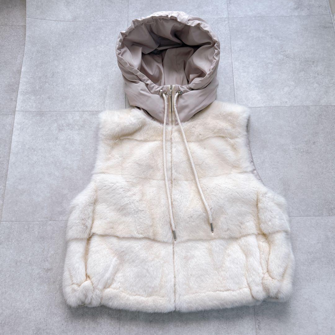 極美品✨コペンハーゲン ファー　パールミンク　リアルファー　毛皮　ベスト　フード