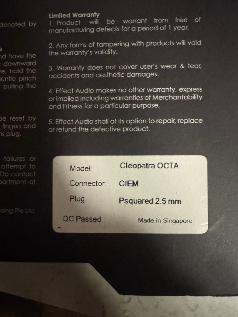美品 EffectAudio Cleopatra Octa 2pin 2.5mm