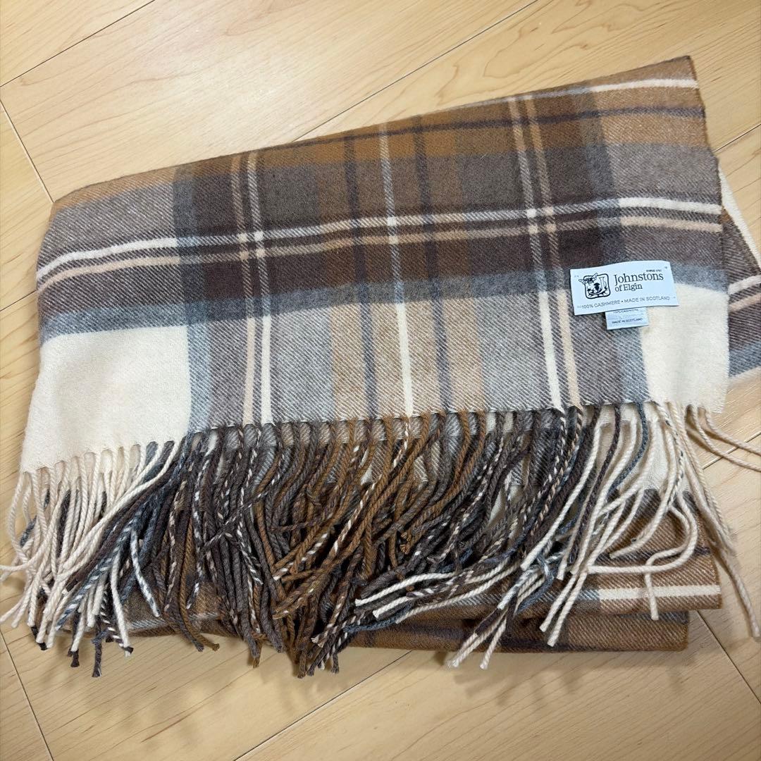 Johnstons チェック柄 カシミヤストール　大判ストール