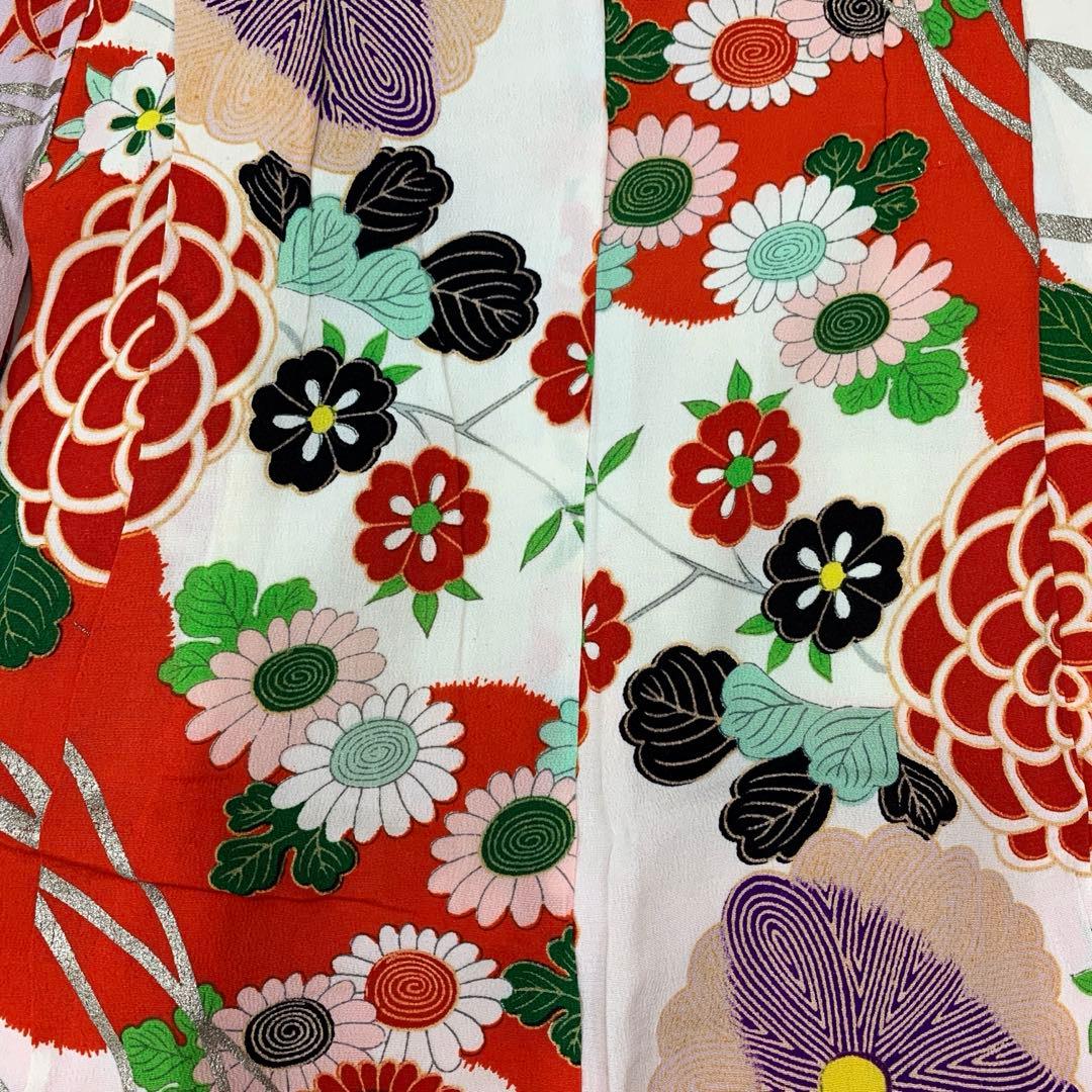 510agu33□七五三 三歳 セミアンティーク 女の子 着物のみ 菊□美品