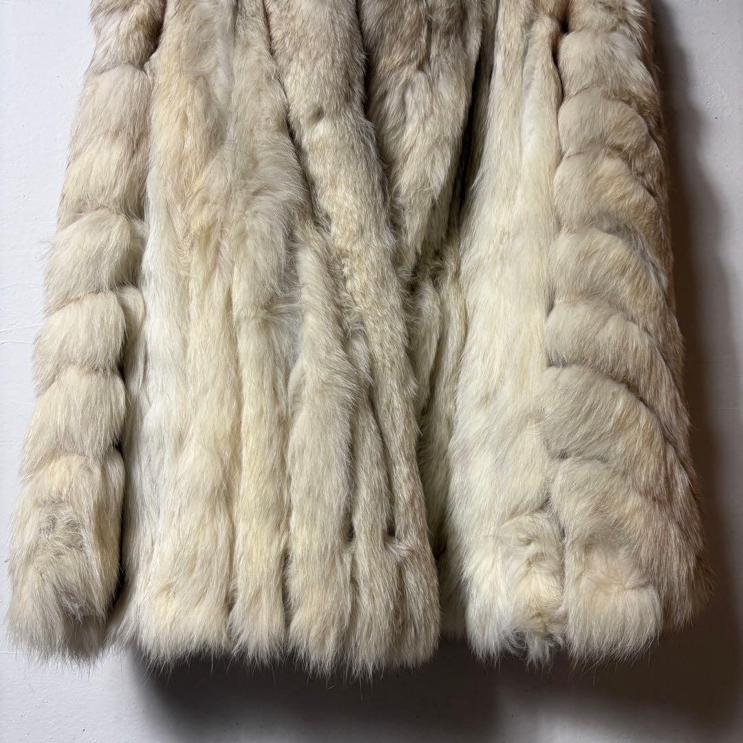 クリーム色 毛皮 ロングジャケット