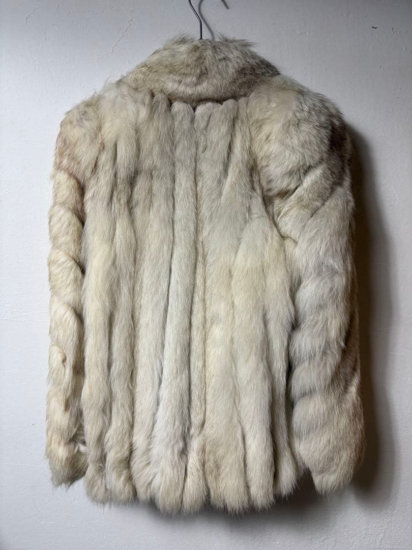 クリーム色 毛皮 ロングジャケット
