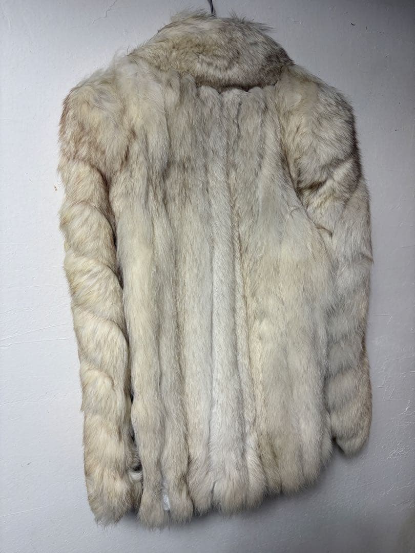 クリーム色 毛皮 ロングジャケット