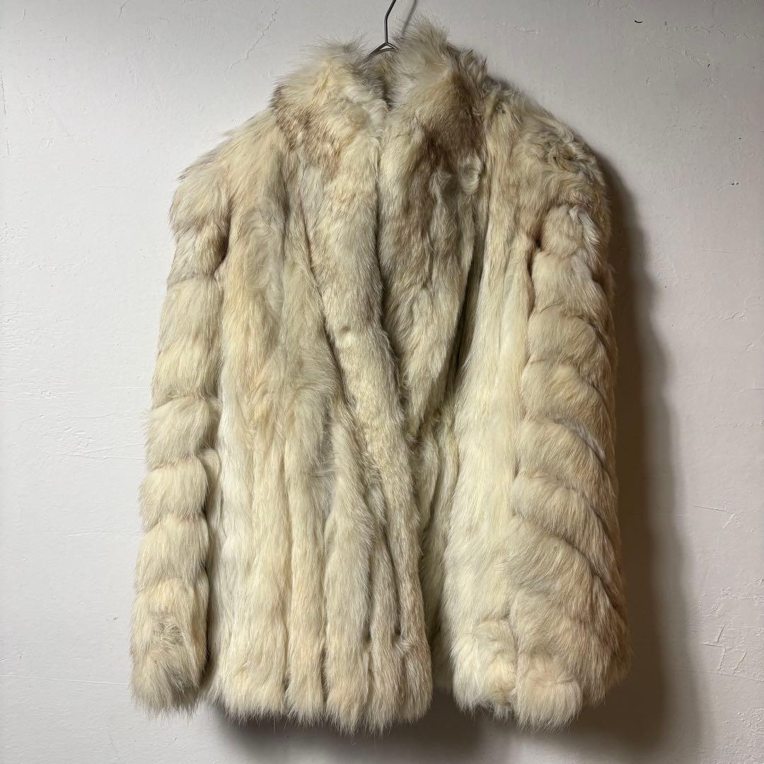 クリーム色 毛皮 ロングジャケット