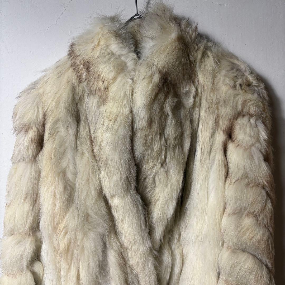 クリーム色 毛皮 ロングジャケット