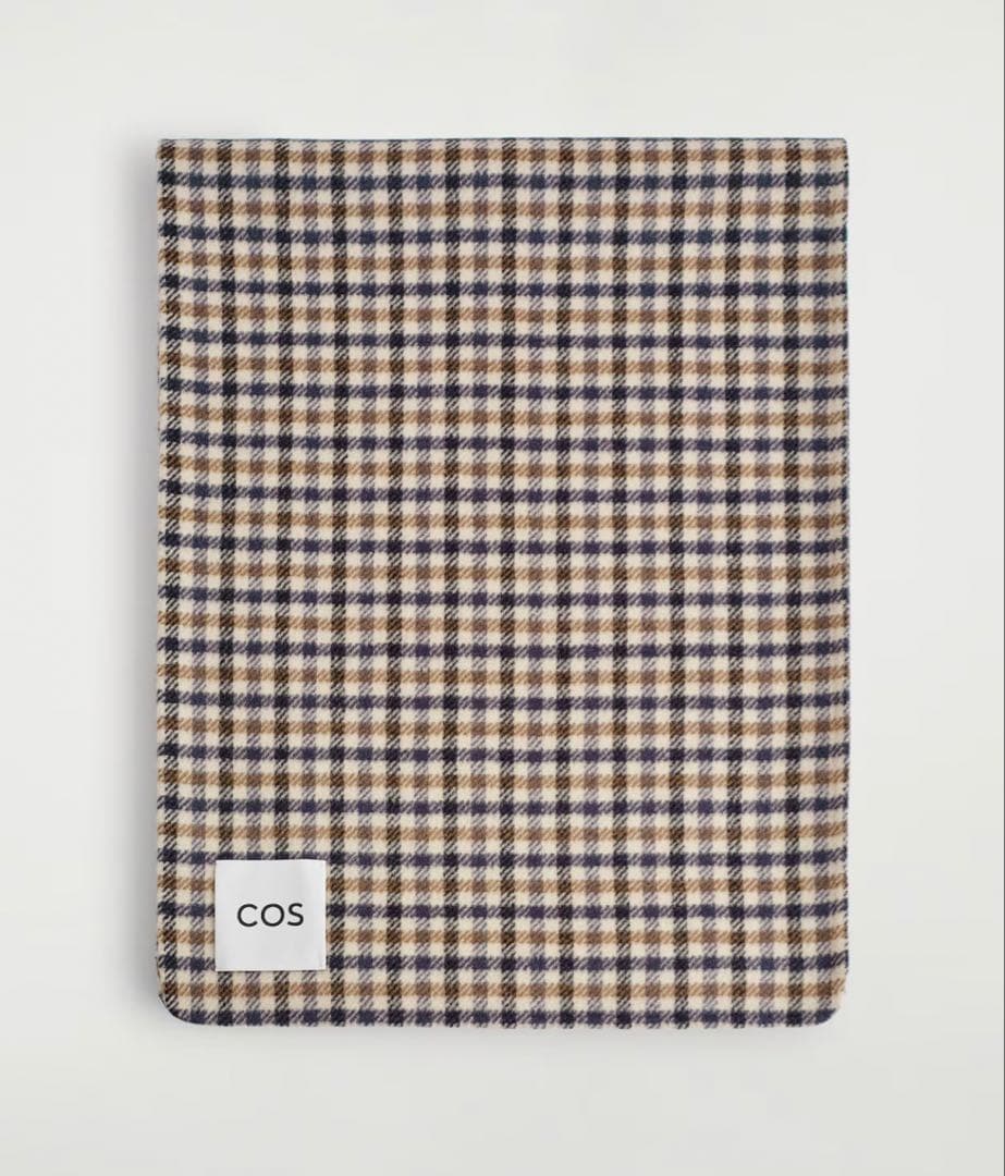 【新品】　COS チェック柄リバーシブルメリノウールスカーフ