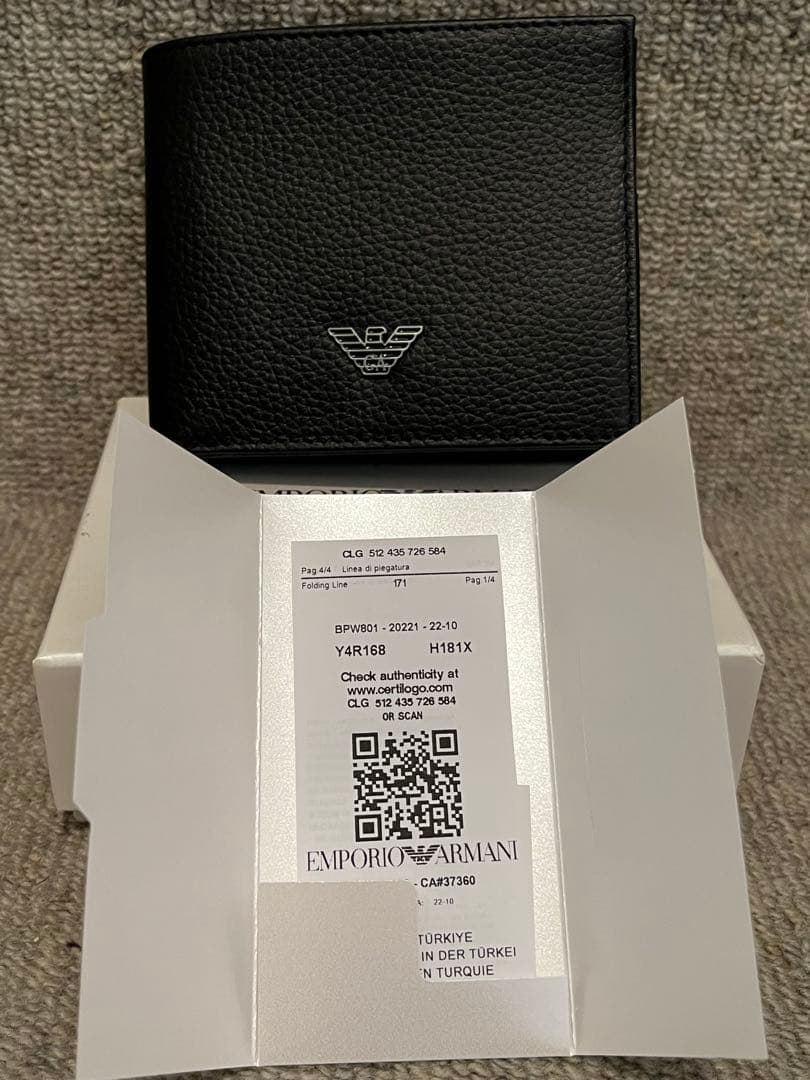 EMPORIO ARMANI 二つ折り財布 ブラック 正規品 箱付