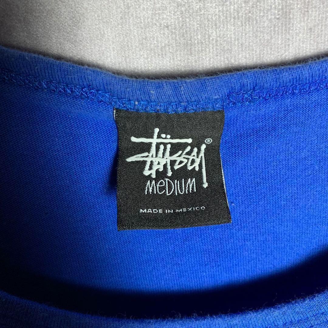 【STUSSY タンクトップ　背中ロゴ　シンプル　ストリート　青　古着】