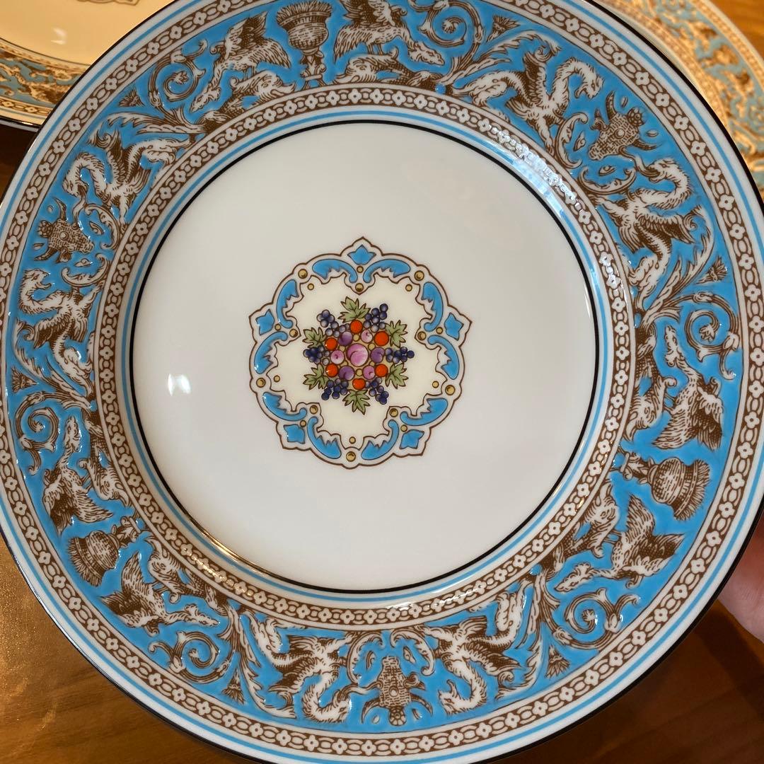 フロレンティーン　ターコイズ　プレート　17㎝　3枚　黒壺　ケーキ