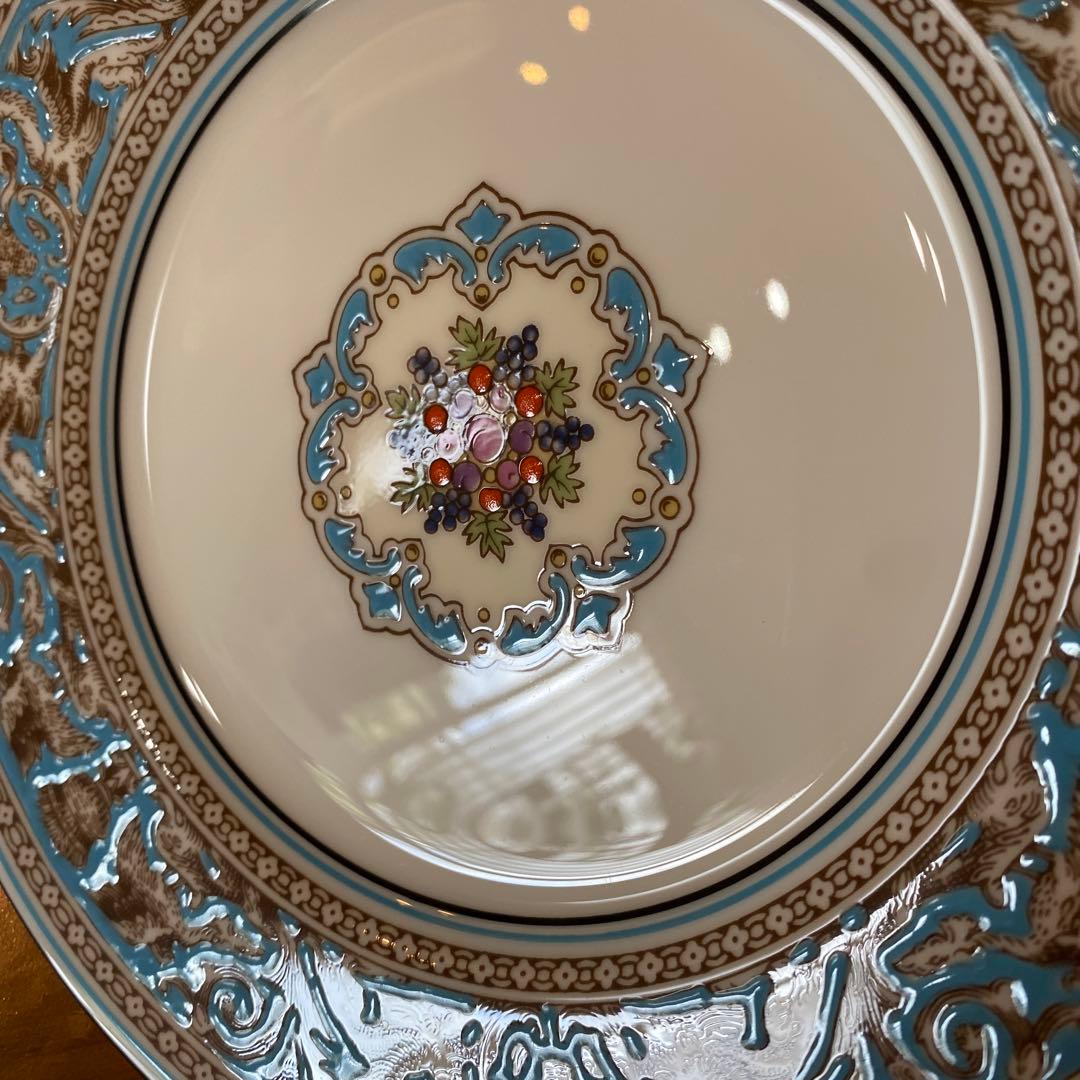 フロレンティーン　ターコイズ　プレート　17㎝　3枚　黒壺　ケーキ