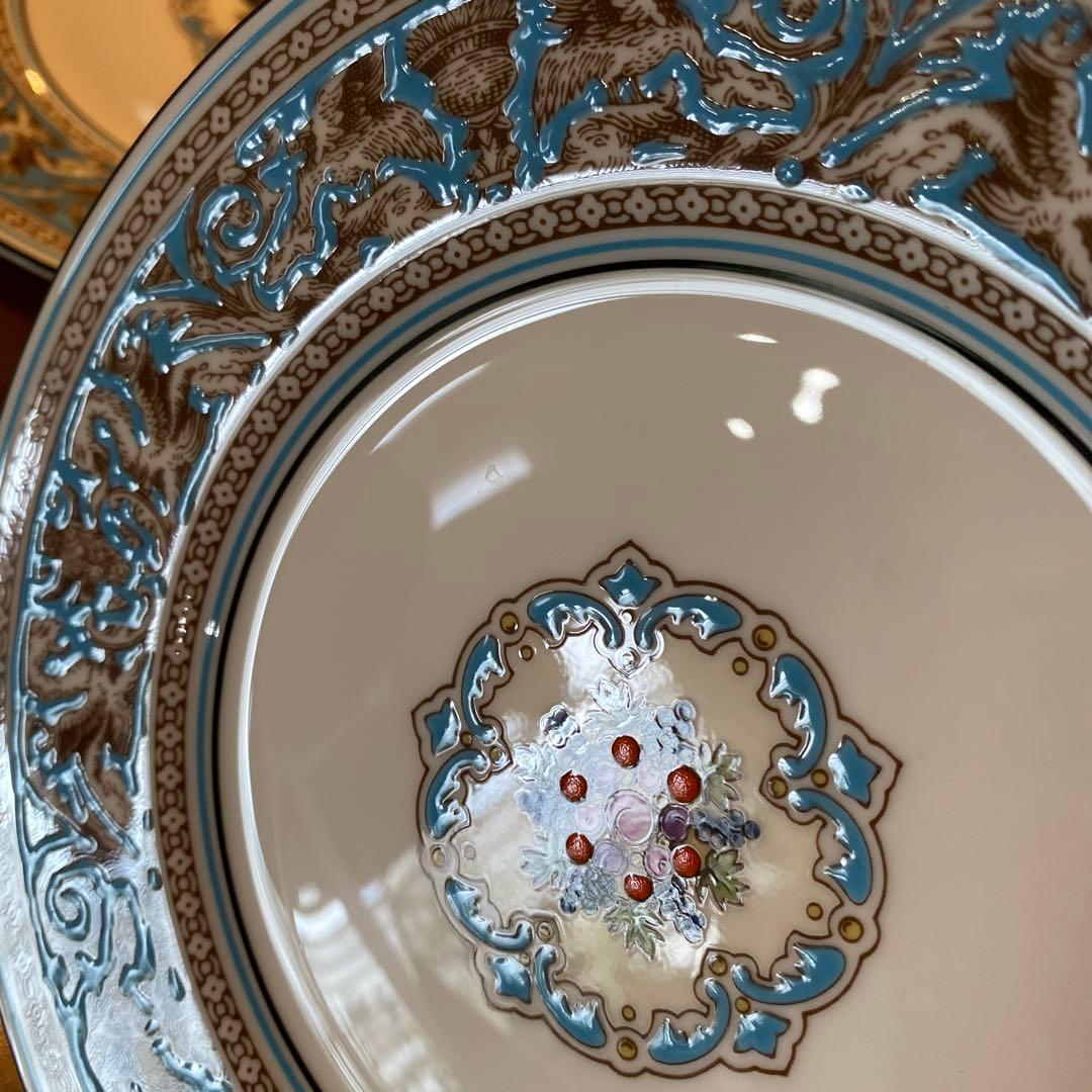 フロレンティーン　ターコイズ　プレート　17㎝　3枚　黒壺　ケーキ