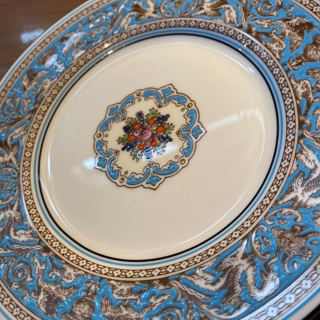 フロレンティーン　ターコイズ　プレート　17㎝　3枚　黒壺　ケーキ