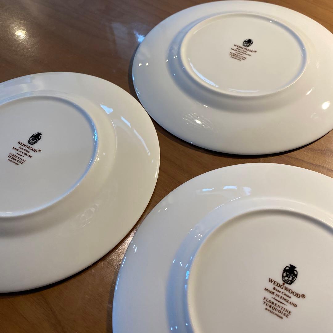 フロレンティーン　ターコイズ　プレート　17㎝　3枚　黒壺　ケーキ