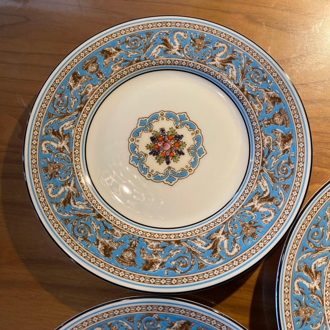 フロレンティーン　ターコイズ　プレート　17㎝　3枚　黒壺　ケーキ